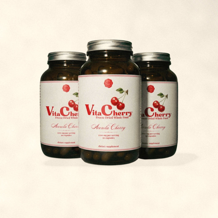 Three bottles of Acerola Cherry whole food vitamin C by Nutrimal