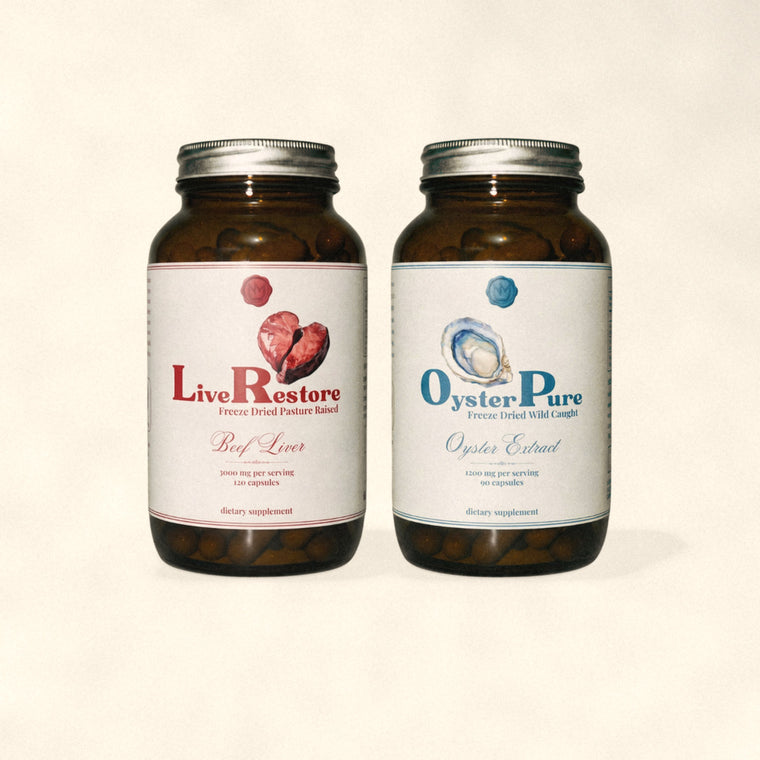 LiveRestore and OysterPure, the Cellular Energy Bundle by Nutrimal, 1 month supply