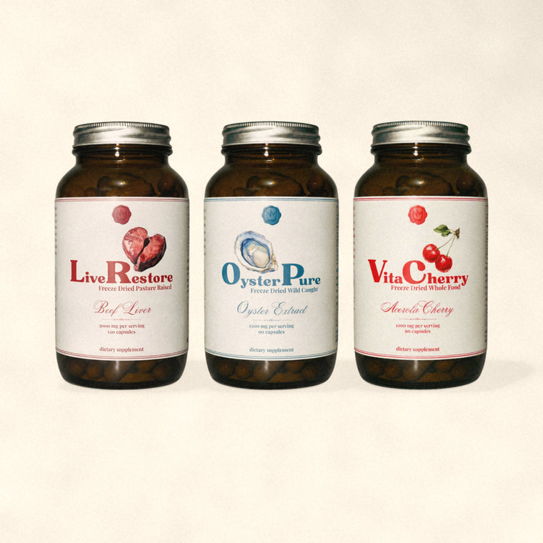 LiveRestore, OysterPure and Acerola Cherry, the Nature’s Multivitamin Bundle by Nutrimal, 1 month supply