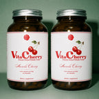 Two bottles of VitaCherry whole-food vitamin C from acerola cherry by Nutrimal